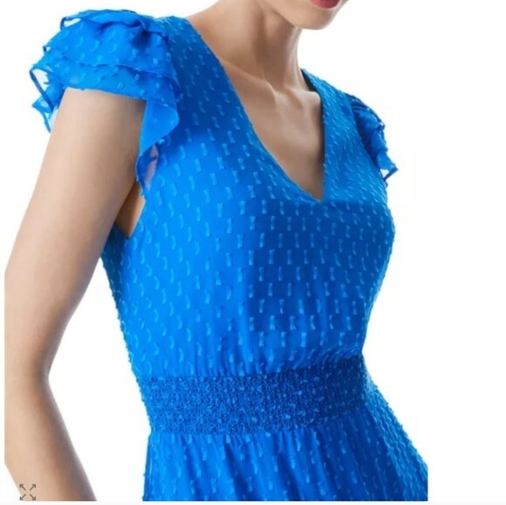 Alice + Olivia Blue Ruffle Sleeve Mini Dress No Tag See Mesurements - Picture 4 of 15